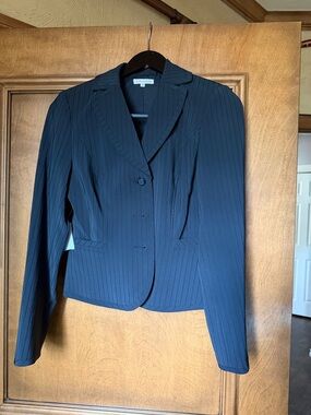 Worthington Dark Navy Pinstripe Single-Button Blazer